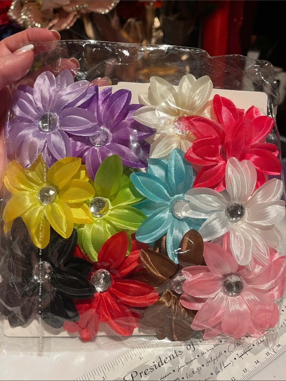 Assorted Satin fabric lily Flower Hair Clips - Multi Color Set nwt 1 dozen